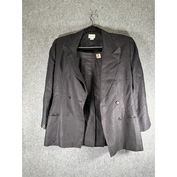 Vintage Neiman Marcus Skirt Set Women 14 Black Linen Pleated Skirt Old Money - Picture 1 of 14